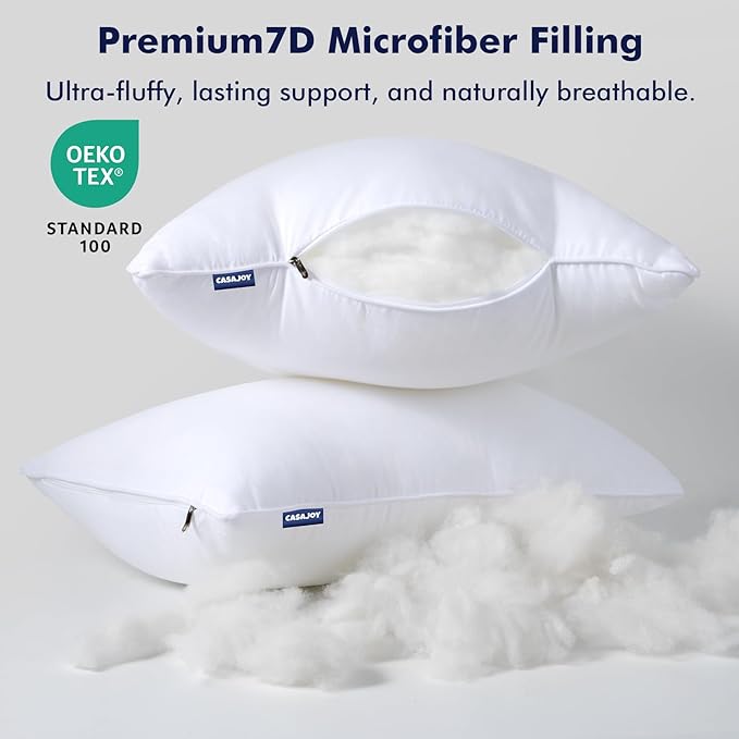 Outdoor Pillows 20x20 Set of 2 Water Resistant Throw Pillow Inserts | Square Waterproof Pillows, Convenient Zipper Design, Fluffy & Supportive, Decorative Pillow for Patio Porch & Couch