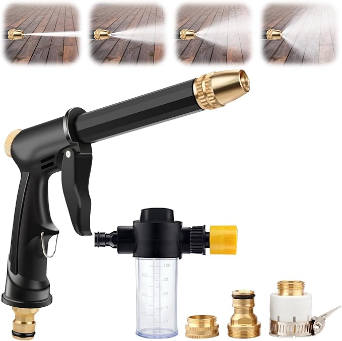 Jet Nozzle Power Washer for Garden Hose, 2026 New 4 Mode Pressure Washer Wand with Soap Dispenser and Quick Connectors for Car Washing Patio Driveway Outdoor Cleaning