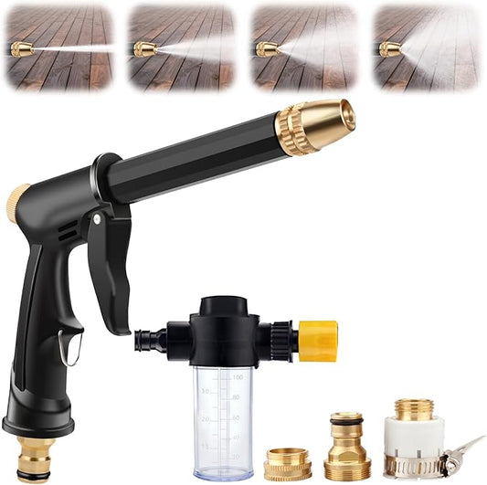 Jet Nozzle Power Washer for Garden Hose, 2026 New 4 Mode Pressure Washer Wand with Soap Dispenser and Quick Connectors for Car Washing Patio Driveway Outdoor Cleaning
