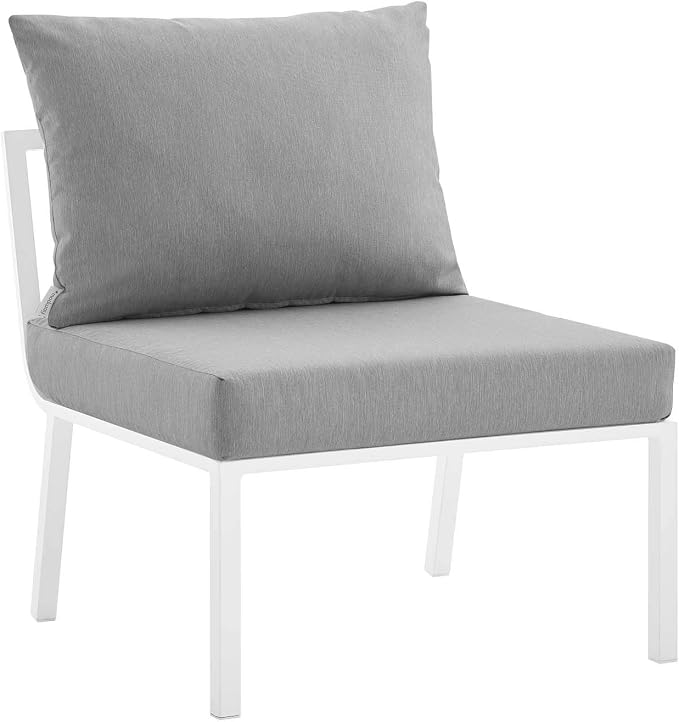 Modway Riverside 4 Piece Outdoor Patio Aluminum Set, 114 x 61.5 x 28, White Gray