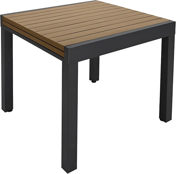 Expandable Patio Dining Table for 4-6 Person, Aluminum Extendable Outdoor Table, 32"-65" Adjustable Patio Table, Square/Rectangular Outdoor Accent Table for Garden, Backyard, Poolside, Teak
