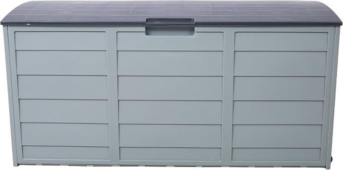 75 Gallon Resin Deck Box, Lockable Patio Outdoor Storage Box for Furniture, Garden Tools and Tools Storage, Waterproof Outside Storage Box for Patio Furniture Cushions Garden Tools