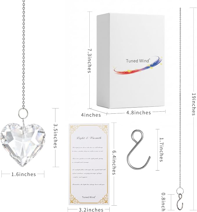 Memorial Gifts for Loss of Loved One, Hanging Heart Crystal Suncatcher