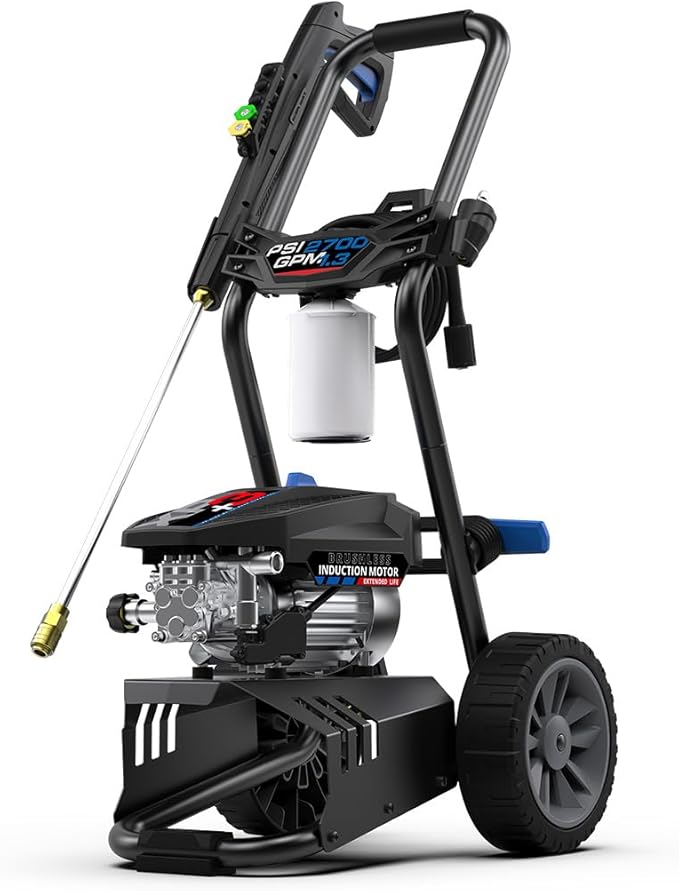 AR Blue Clean Maxx BMXP32700P Electric Pressure Washer-2700 PSI, 1.3 GPM, 15 Amps Quick Connect Accessories, Two Wheel Trolley, On Board Storage, Portable Pressure Washer, High Pressure, Car Washer