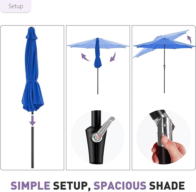 NEWBULIG Patio Umbrella, Outdoor Table Umbrellas with Push Button Tilt and Crank, Sturdy Ribs, Waterproof, UV Protection and Fade Resistant, for Pool, Garden, Market, Backyard