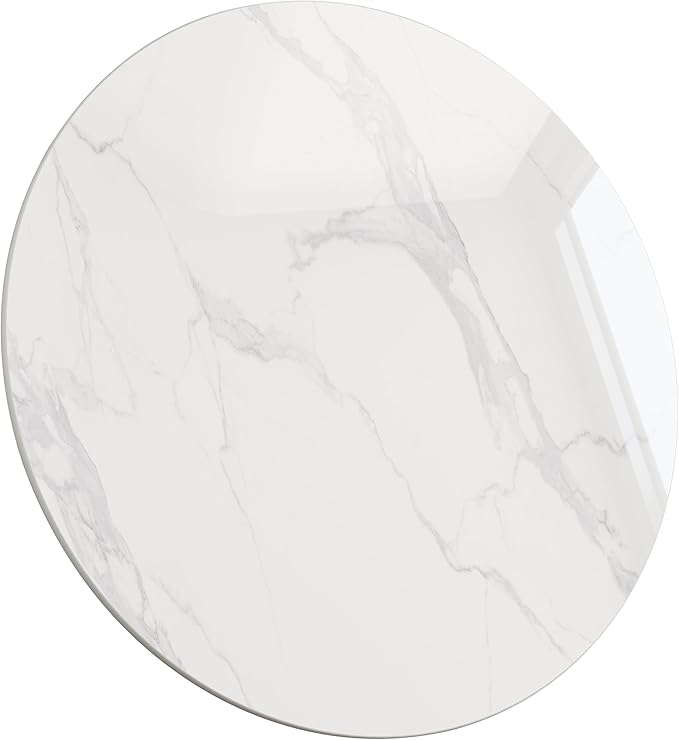 ZL ZELing Round Sintered Stone Table Top 39.3",Replacement Table Top for Indoor & Outdoor - Heat/Scratch Resistant Waterproof Ceramic DIY Desktop,Patio/Balcony/Bistro/Café & Dining Room (White)