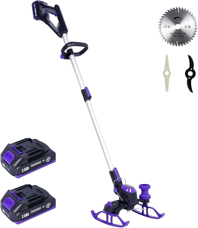Weed Wacker Cordless, with 3-in-1 Blade, 2.5Ah Battery and Charger (with Two 2.5Ah Batteries)