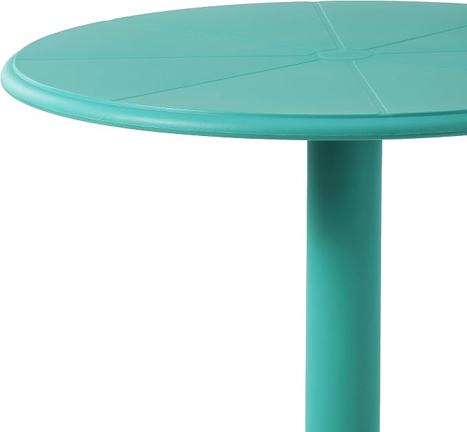 WestinTrends Playa 23.5" Outdoor Polypropylene Resin Round Patio Bistro Dining Table for 2, Turquoise