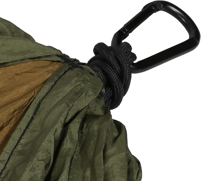 Camping Hammock with Mosquito Net,Single Hammock,Camping Hammock Lightweight, Nylon Camping Bed Net Swing 280x140cm (Military Green + Camel Color)