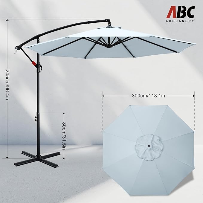 ABCCANOPY 10FT Cantilever Patio Umbrellas, Light Gray