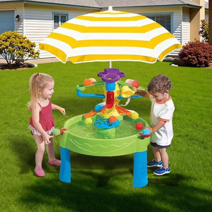 Water Table Umbrella,Kids Beach Umbrella & Picnic Table Shade,Ideal for Sand Play,Camping,Beach Trips,and Garden Fun.Lightweight Yet Durable