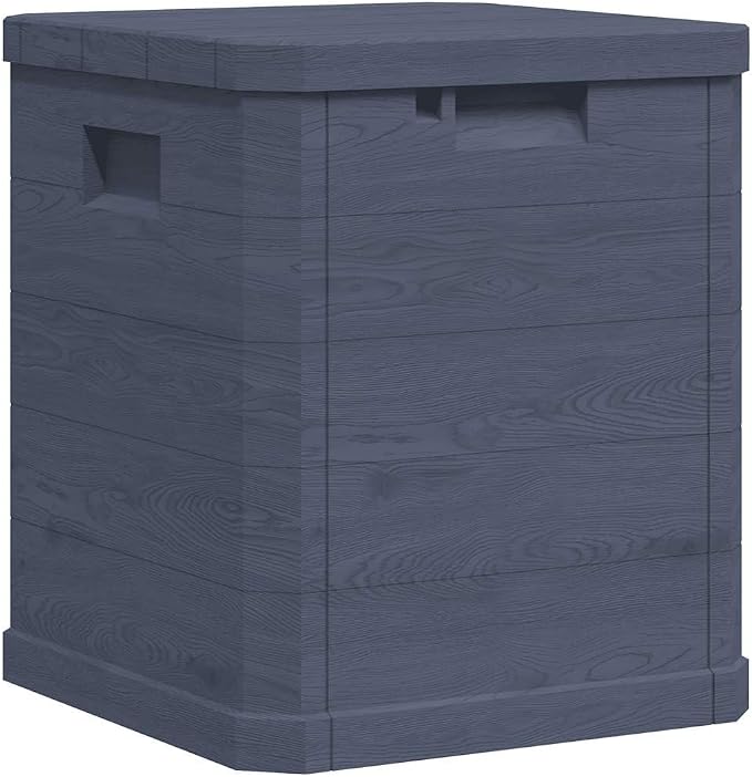 Anthracite Plastic Wood Effect Outdoor Storage Box 90L Rectangular Garden Patio Deck Storage Container for Cushions Tools Toys