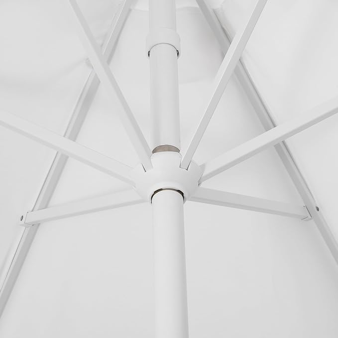 JONATHAN Y UMB1001 Collins 9 ft. Classic Cottage Tassel Market Patio Umbrella with Auto-Tilt, Crank, Wind Vent and UV Protection
