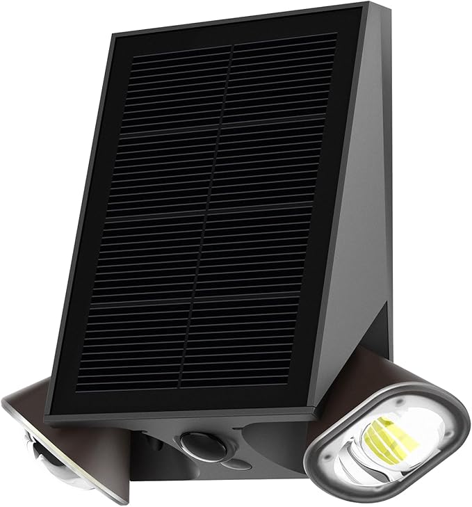 SOTTLOT Outdoor Solar Lights, Double Head Solar Wall Light, 800LM 4000K Dimmable Solar Flood Lights for Outside, Wall, Patio Decorative, Motion Sensor, Waterproof, Dark Grey