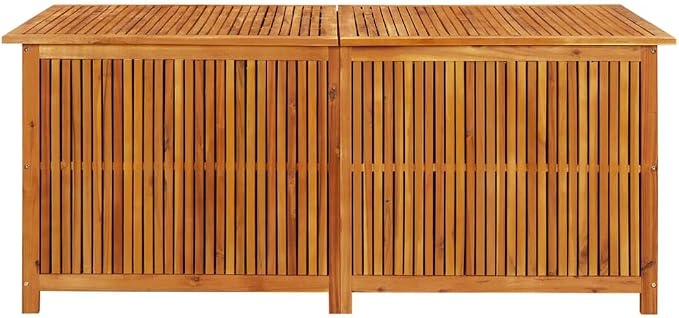 Wooden Patio Outdoor Storage Box, Deck Box Storage Chest, Garden Tools Container, 68.9"x31.5"x29.5" Solid Acacia Wood,-282