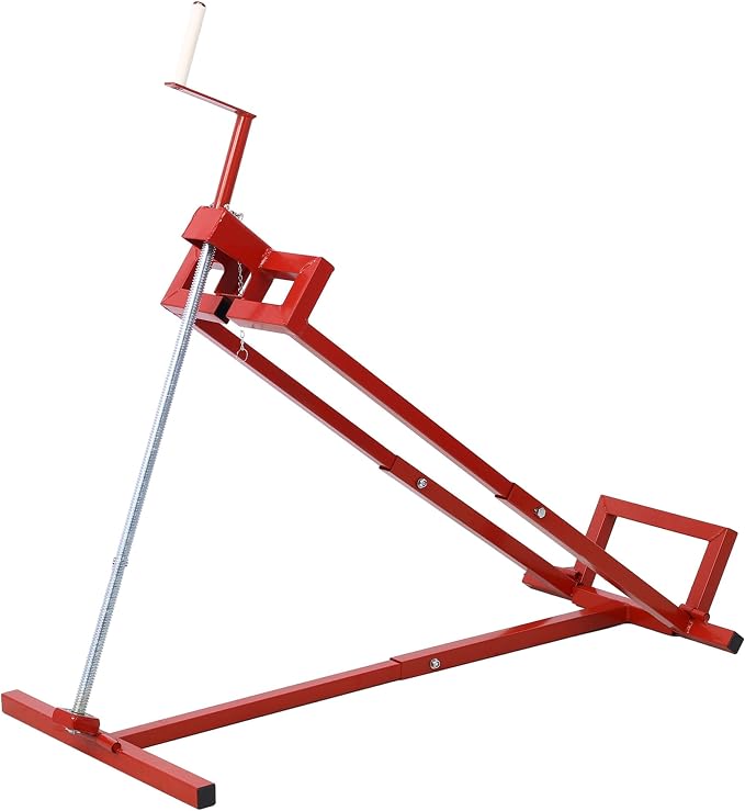 Foldable Lawn Mower Lift for Riding Tractors, Portable Lawn Mower Jack Lift Zero Turn & Telescoping Lawns Tractor Lifts with Adjustable Height/Manual or Power Handles, 880 LBS Capacity (Red1)