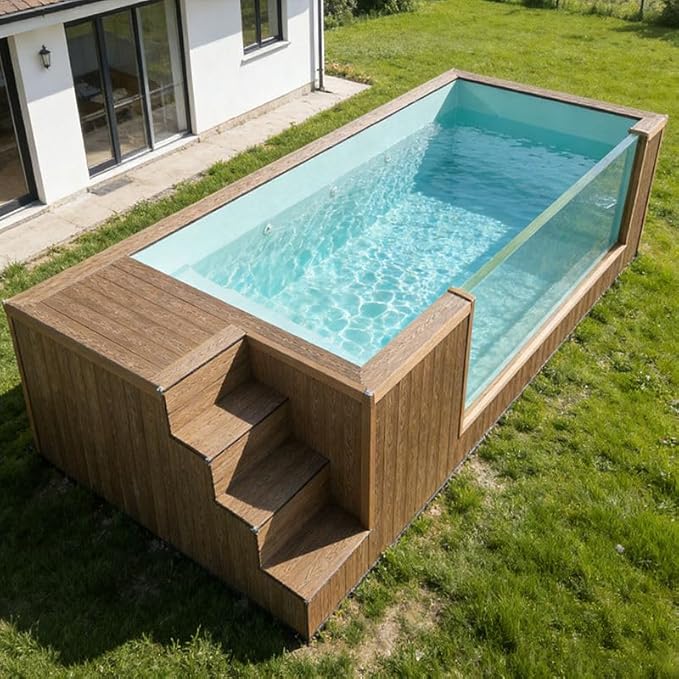 Family Prefab Above Ground Pool Shipping Container Swimming Pools Rectangulares Modular Pool Outdoor Fiberglass Inground Pool for DIY Installation in Gardens for Outdoor Home Use