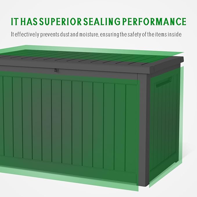 Heavy Duty 230 Gallon Patio Storage Box, Extra Large Resin Deck Box with Hydraulic Lid, Lockable Weatherproof Outdoor Storage for Garden Tools, Cushions, Black