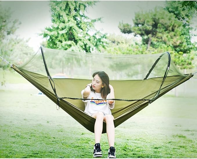 Outdoor Hammock Anti-Rollover Travel Camping Portable Hammock Hanging Chair Outdoor Portable Camping Travel Equipment (Color : Green, Size : 240 * 120cm)