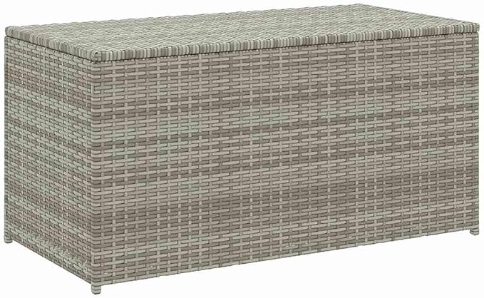 Patio Storage Box, 39.4" Outdoor Deck Bin with Gas Lift, Weather Resistant Poly Rattan Garden Furniture Organizer for Cushions, Blankets, Gray