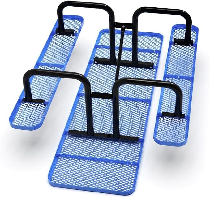 Heavy Duty ADA Outdoor Picnic Table, Expanded Metal, Wheelchair Accessible (Blue, 96)