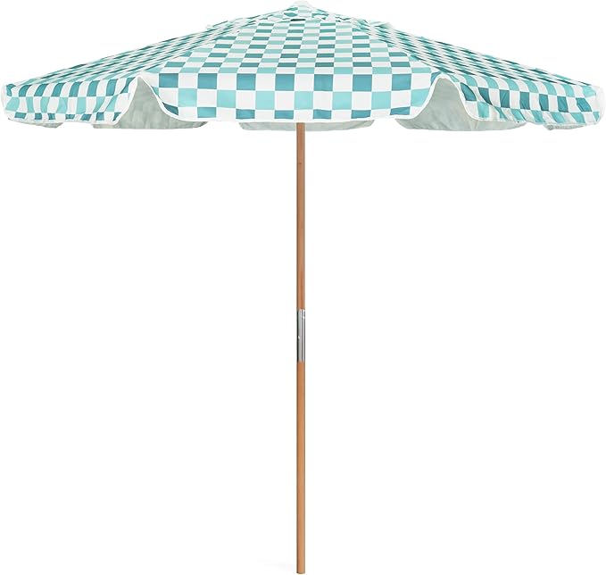 AMMSUN 7.8ft Beach Umbrella, Outdoor Patio Umbrella with UV 50+ Air Vent Ash Wood Pole Carry Bag & Water-Resistant Canvas