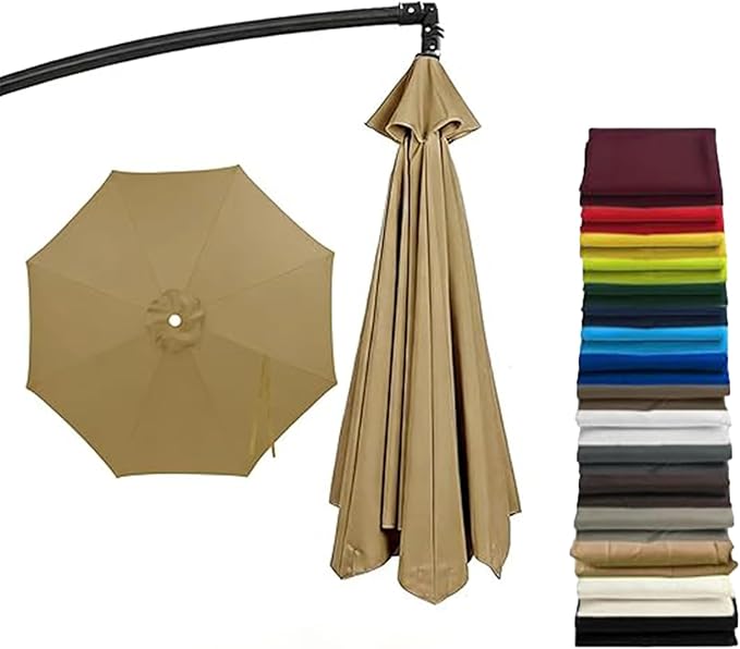 11ft Umbrella Replacement Canopy, Patio 8 Ribs Sun Umberlla Cover UV 50+ Protection Waterproof Cantilever for Garden, Backyard, Pool