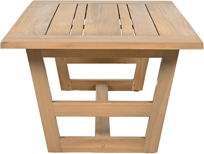 Christopher Knight Home Jamaia 2 Pieces Acacia Furniture Set, Patio Conversation Chat 2-Seat Sofa Set with Coffee Table, Outdoor Acacia Loveseat Set for Garden Porch Backyard Balcony, Light Teak+Beige