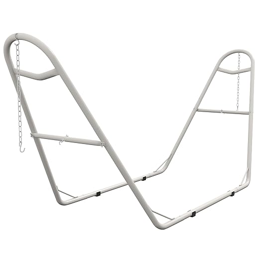 Hammock Stand for 2 Person, Portable Adjustable Steel Frame, Weather-Resistant Finish, Fits 9-14ft Hammocks, 550 lbs Capacity, White