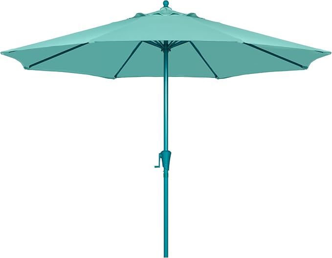 Sunnyglade 9FT Outdoor Patio Umbrella, Market Table Umbrella with 8 Sturdy Ribs and Crank System, Fade-resistant & Waterproof for Garden Backyard Poolside Deck