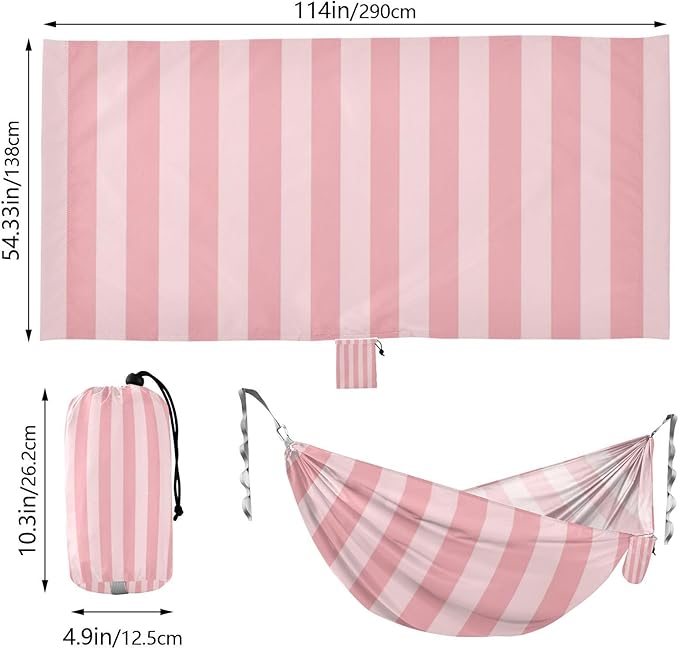 Pink Vertical Stripes 330lb Capacity Camping Hammocks Indoor Hammock for Camping Travel Accessories soporte para hamacas para adultos