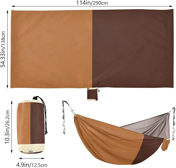 Brown Tones Geometric Camping Hammocks with Hanging Rope Hammock for Outside Essentials