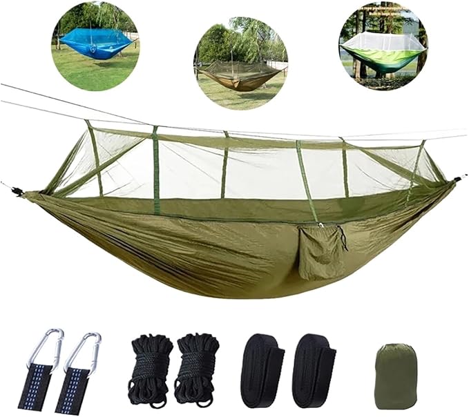 Hammock Portable Outdoor Camping Leisure Double Mosquito Net Hammocks Garden Travel Tourist Nature Hike Sleeping Hanging Hammock Swing Quick-Opening(Style 5)