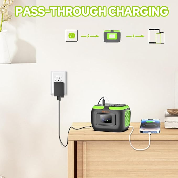 300W Portable Battery Power Station with Solar Panel 40W, 110V AC Outlet 120W Solar Power Pack Generator with USB C DC for Tent Camping Laptop Smart Devices RV Home Use VanLife Outdoor Power Outage