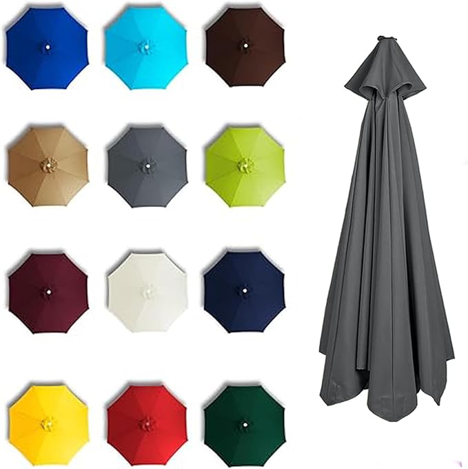 9FT Patio Umbrella Replacement Canopy Cover 6 Ribs 8 Ribs Waterproof UV Resistant for Market Umbrella Canopy, Garden, Lawn, Backyard, Pool