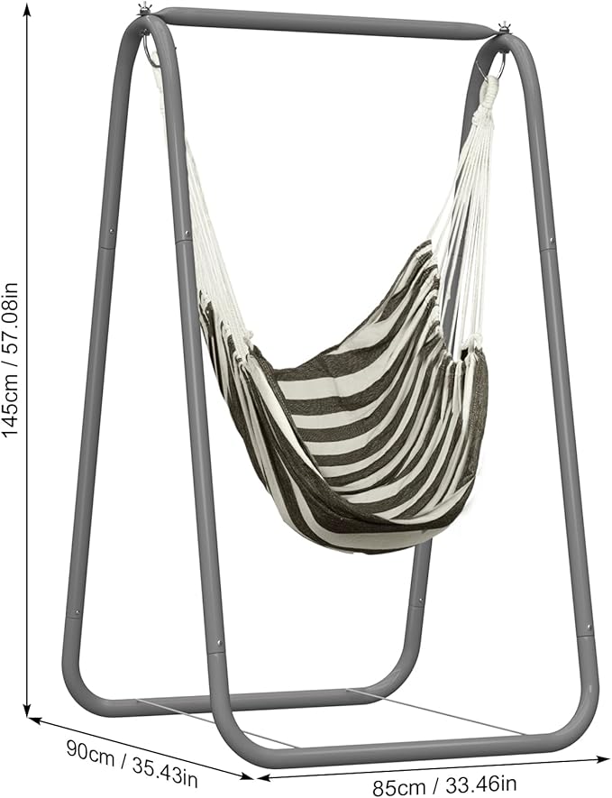 220Lbs Hammock Chair with Stand,Heavy-Duty Steel Hammock,Space Saving, Multi-Use Swing Chair for Outdoor Indoor(Without Pillow)