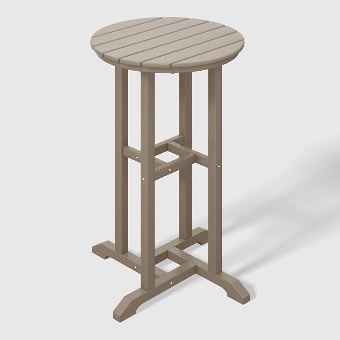 WestinTrends Malibu 37" Counter Height Round Outdoor Patio Bistro Bar Table, Weathered Wood