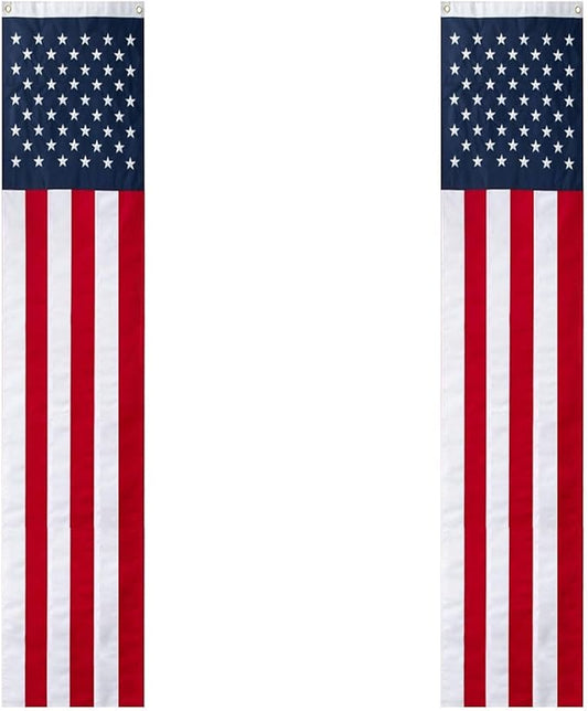 2Pack 65Inch Patriotic American Flags Door Bunting Banner Memorial Day Decoration Hanging Outside Porch Bunting Red White Blue Banner Outdoor Décor 4th of July USA Decor Pulldown for Veterans Labor Presidents Flag Election Day
