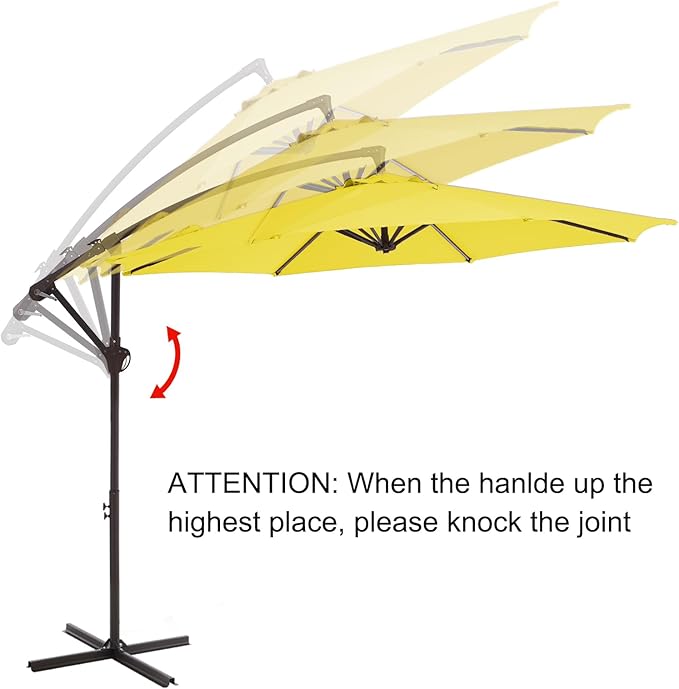 10FT Patio Umbrella, Outdoor Offset Cantilever Umbrella with Sturdy 8 Ribs, Easy Tilt Adjustment for Backyard Pool Garden,Yellow