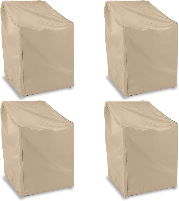 Covermates Classic Outdoor Chair Cover – Heavy-Duty 12-Gauge Vinyl Patio Chair Protector, Weather-Resistant, Elastic Hem, Fits Most Garden & Deck Chairs, 25W x 28D x 36H - Set of 4