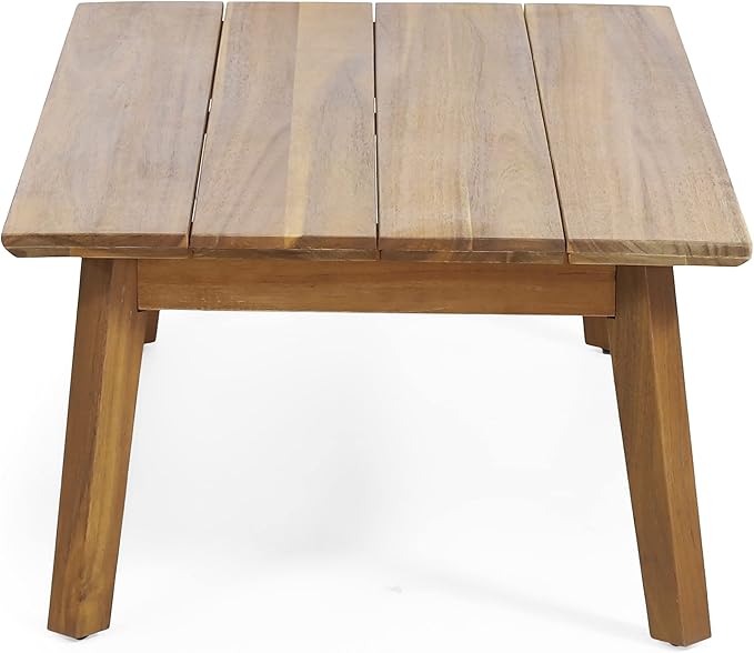 CHRISTOPHER KNIGHT HOME Burchett Outdoor 4pc Chat Set - Acacia Wood and Wicker - Teak/Mixed Brown/Beige