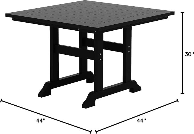 HDPE Laguna 43" Square Dining Table,Black