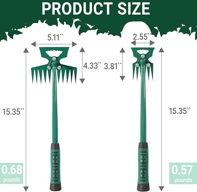 Weeding Artifact Uprooting Weeding Tool kit 2 Pack 6 Teeth 11 Teeth Weed Pulling Tool Portable Manual Weeder Puller for vegetabe Gardening Backyard Farm Planting Weeding