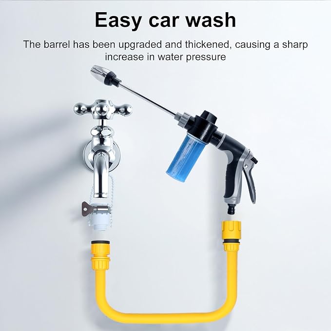 Aquoxis Pressure Washer, 15X More Powerful Extreme Water Pressure Tool with Steel Power, Qinux Aquoxis Sprayer for Waterpipe, High Pressures Water Jet with Foam Pot, Generic Aquaxis Aqui Grey A