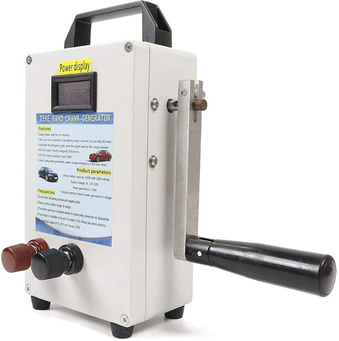 DNYSYSJ Outdoor Manual Dynamo Generator, Hand Crank Generator, Portable Emergency USB Charger Power Supply Solar Energy Storage Generator for Camping Energy Tool, 150W