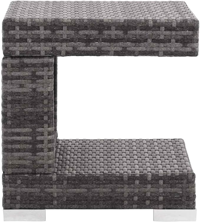 vidaXL Patio Furniture Set 7 Piece, Patio Conversation Set with Cushions and Canopy, Sectional Sofa with Side Table, Wicker Furniture, Poly Rattan Gray
