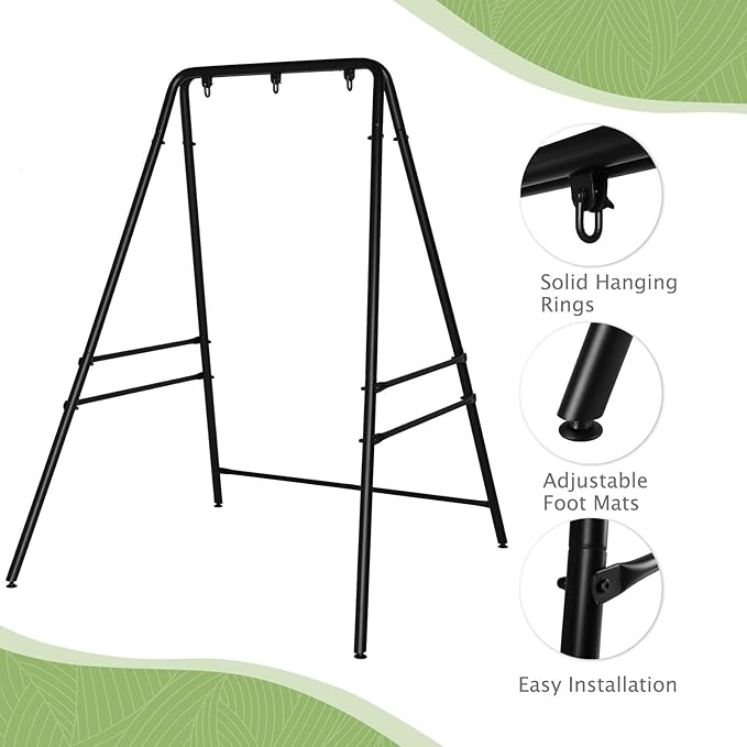 Portable Hammock Stand for Patio, Garden, Balcony & Home - Durable Iron Construction, Supports Most Hammock Chairs, 38mm Thick Pipes, Foldable Design, Quick Setup, No Tools Needed, Black
