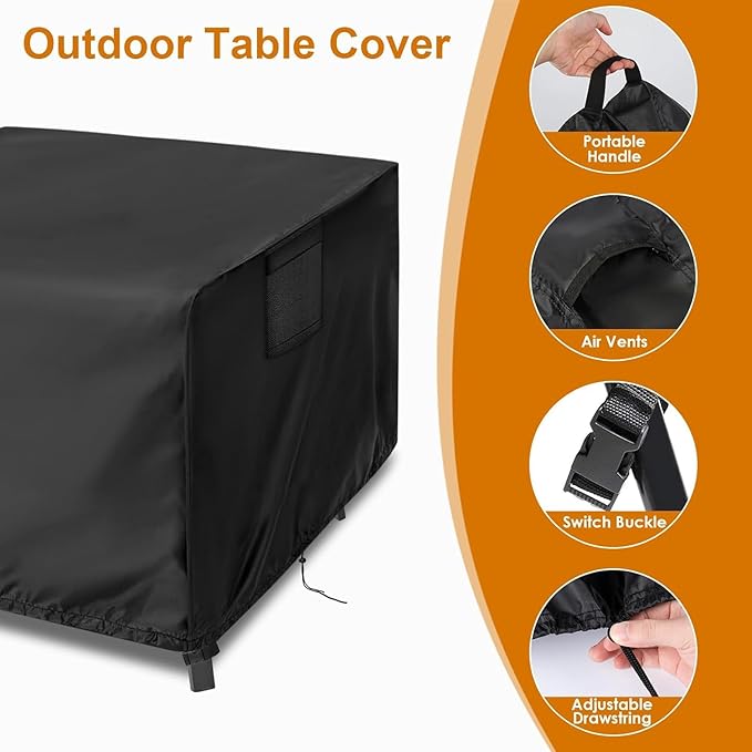 Kingling Outdoor Table Cover Square, 48 inch Square Patio Table Covers, Waterproof Small Outdoor Table Cover Patio Furniture Covers - 48"L x 48" W x 36" H