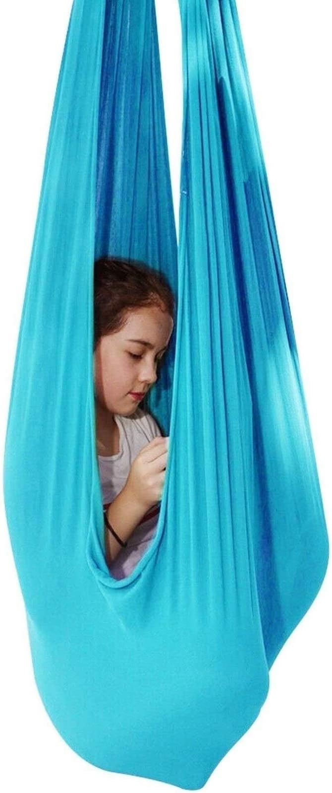 Children's Elastic Therapy Swing Indoor Sensory Swings for Autism ADHD Aspergers Cuddle Hammock Hanging Kids Swing Chair (Color : Blue, Size : 100 x 280 cm)