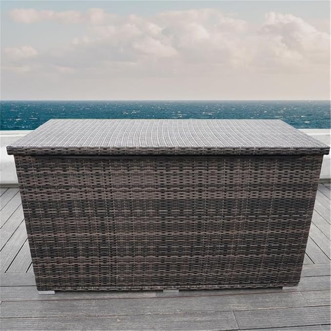 Patio Furniture Durable Aluminum Frame Deck Box in Brown